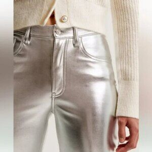 NEW! ABERCROMBIE VEGAN LEATHER HIGH RISE STRAIGHT LEG PANTS